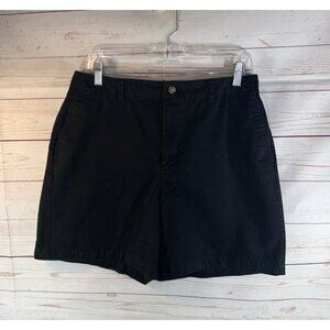 White Stag Women's Size 12 Casual Flat Front Chino Shorts High Rise Black cotton